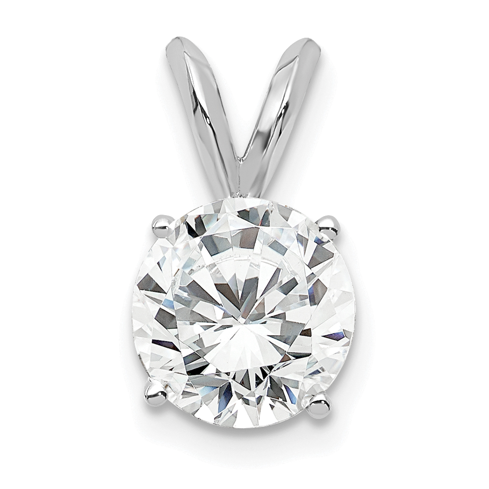 14k White Gold 1 carat Lab Grown Diamond VS+ F+ Round Complete Four Prong Solitaire Pendant (PM4396-100-WLG)