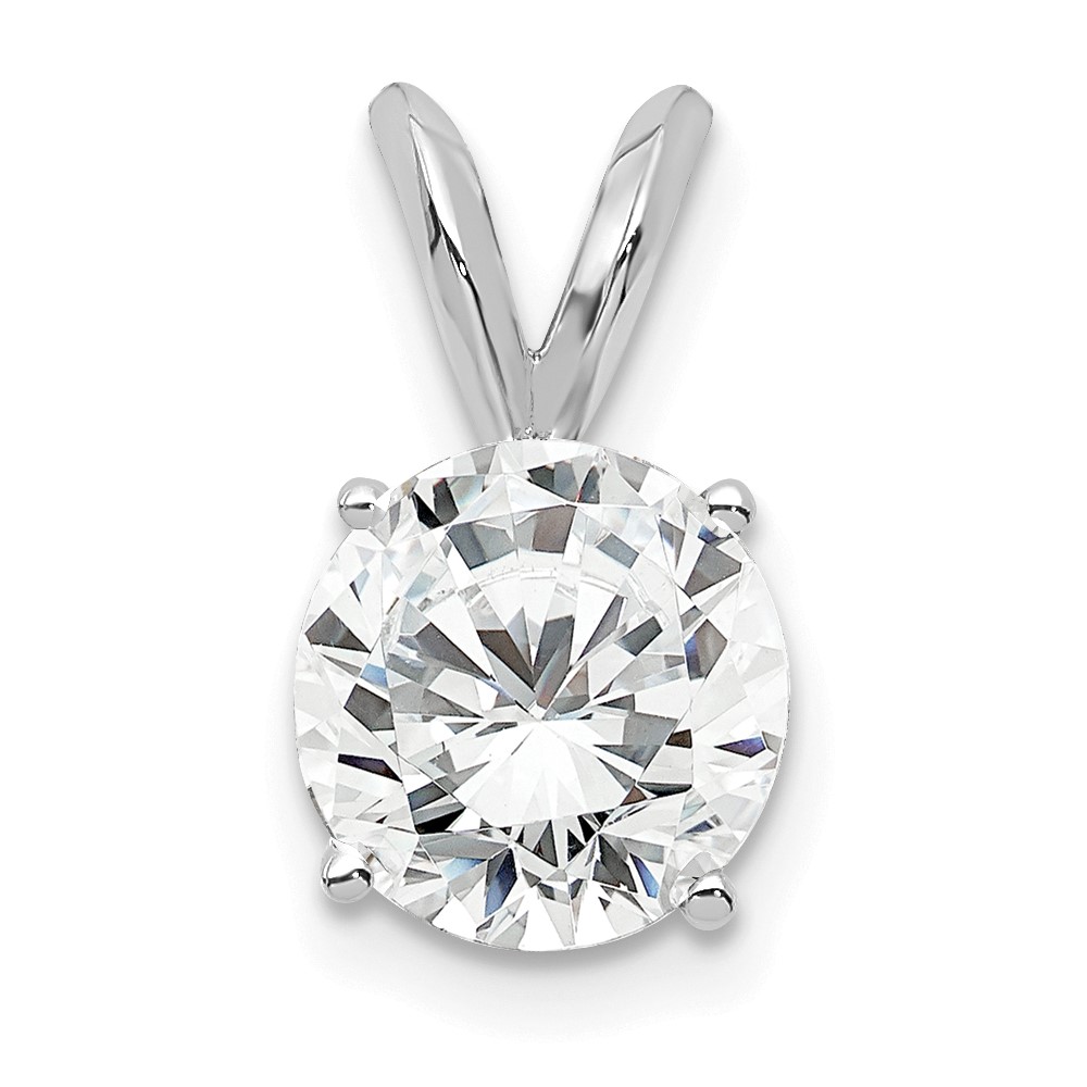 14k White Gold 1 carat Lab Grown Diamond VS+ F+ Round Complete Four Prong Solitaire Pendant (PM4396-100-WLG)