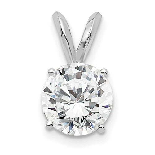 14K White Gold 1 Carat Lab Grown Diamond VS+ F+ Round Complete Four Prong Solitaire Pendant