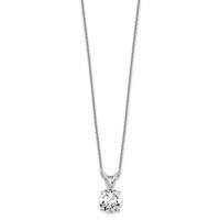 14K White Gold 1 Carat Lab Grown Diamond VS SI+ G+ Round Complete Four Prong Solitaire Pendant Necklace, 18" view 2