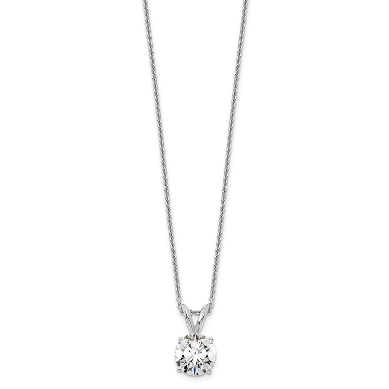 14k White Gold 1 carat Lab Grown Diamond VS/SI+ G+ Round Complete Four Prong 18 inch Solitaire Pendant Necklace