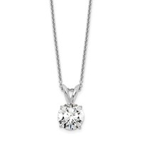 14K White Gold 1 Carat Lab Grown Diamond VS SI+ G+ Round Complete Four Prong Solitaire Pendant Necklace, 18" view 1