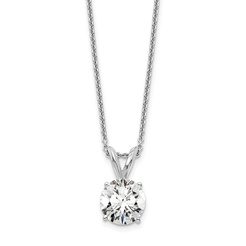 14k White Gold 1 carat Lab Grown Diamond VS/SI+ G+ Round Complete Four Prong 18 inch Solitaire Pendant Necklace