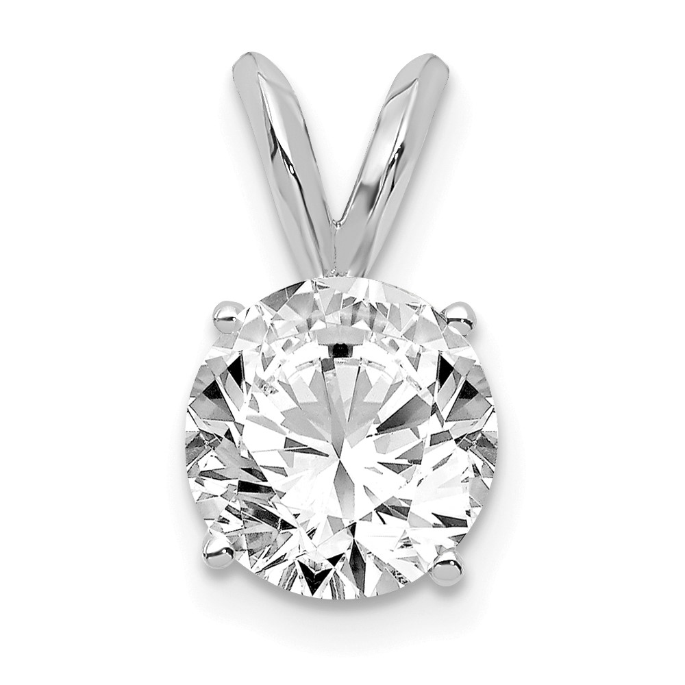 14K White Gold 1 Carat Lab Grown Diamond VS SI+ G+ Round Complete Four Prong Solitaire Pendant