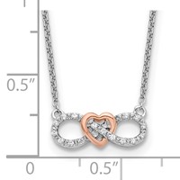 14K Two-Tone White and Rose Gold 0.07 Carat Lab Grown Diamond VS SI+ G+ Complete Infinity Heart Necklace, 18" view 3