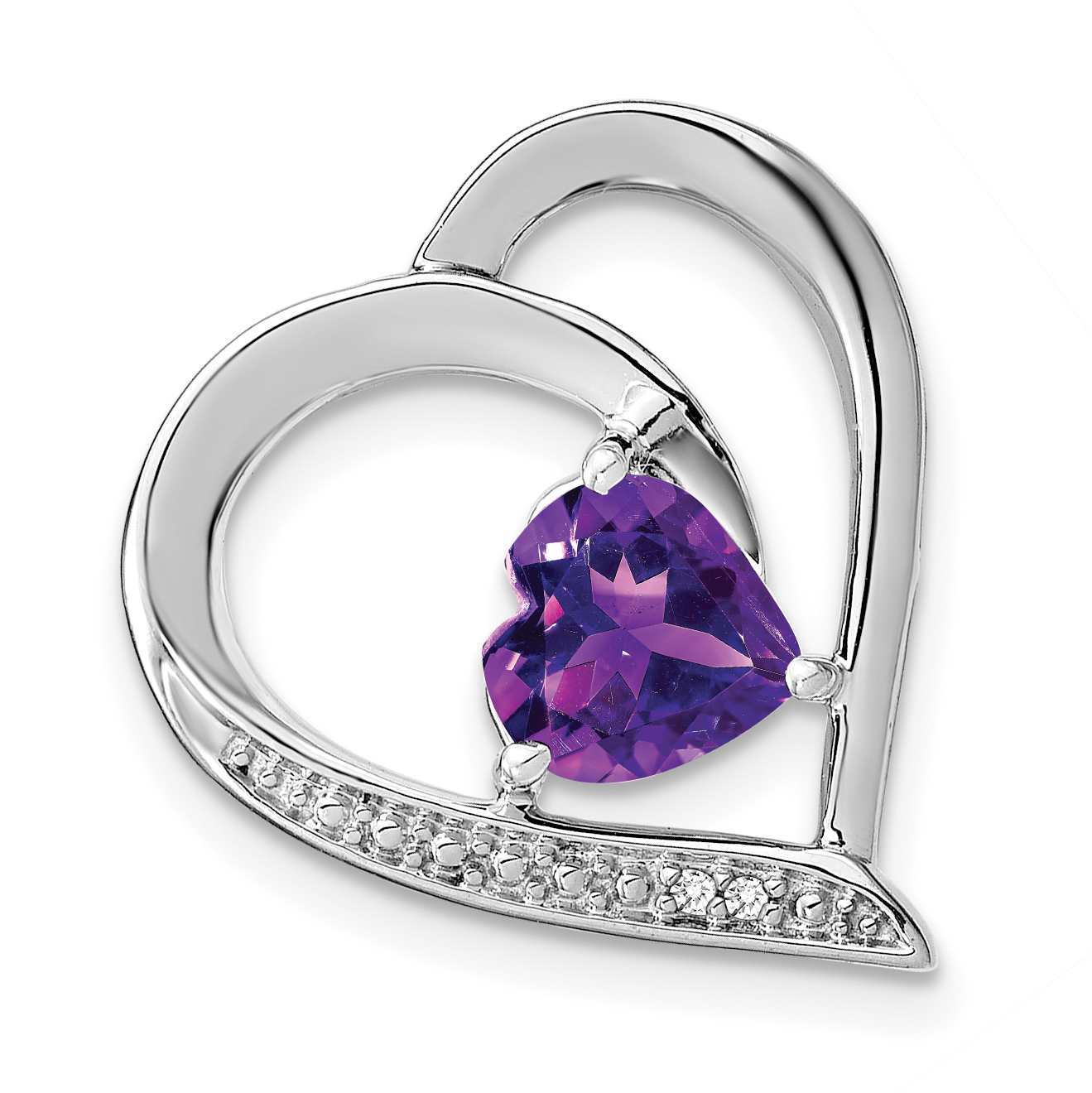 Sterling Silver Rhodium-plated Amethyst and Diamond Pendant (PM4441-AM-001-SSA)