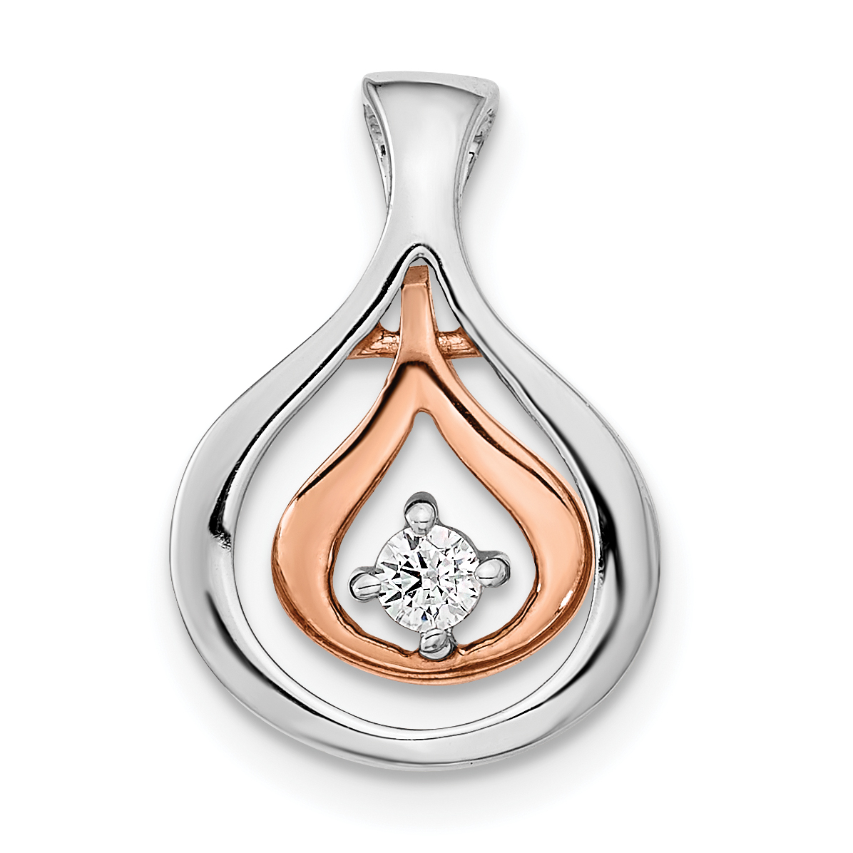 14k Two-tone 1/15 carat Diamond Fancy Chain Slide (PM4445-007-WRA)