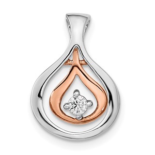 14k Two-tone 1/15 carat Diamond Fancy Chain Slide