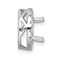 14K White Gold 0.50 Carat Center Lab Grown Diamond VS SI+ G+ Round Semi Mount 8.2mm Center Halo Chain Slide Pendant view 2