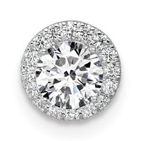14K White Gold 0.50 Carat Center Lab Grown Diamond VS SI+ G+ Round Semi Mount 8.2mm Center Halo Chain Slide Pendant view 4