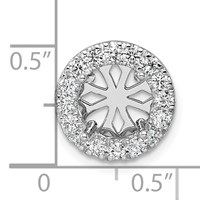 14K White Gold 0.50 Carat Center Lab Grown Diamond VS SI+ G+ Round Semi Mount 8.2mm Center Halo Chain Slide Pendant view 5