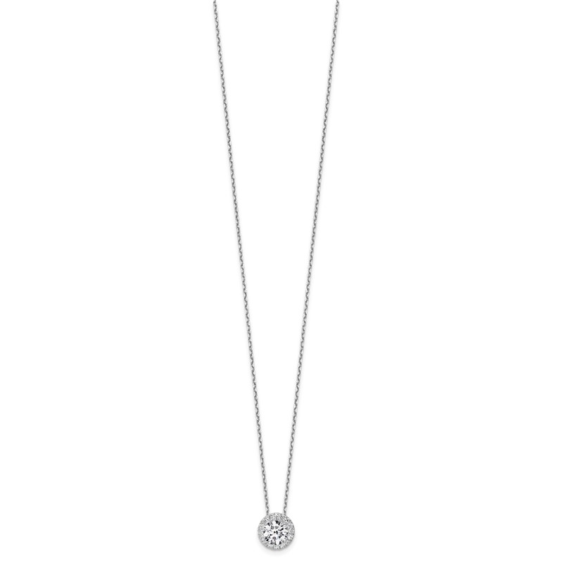 14k White Gold 2 1/2 carat Certified Lab Grown Diamond VS/SI+ G+ Complete 18 inch Halo Pendant Necklace