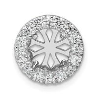 14K White Gold 0.50 Carat Center Lab Grown Diamond VS SI+ G+ Round Semi Mount 8.2mm Center Halo Chain Slide Pendant view 1