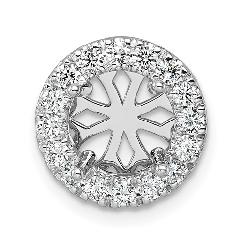 14K White Gold 2.50 Carat Lab Grown Diamond VS SI+ G+ Round Complete Halo Chain Slide Pendant