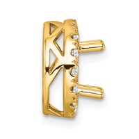 14K Yellow Gold 0.50 Carat Lab Grown Diamond VS SI+ G+ Semi Mount 8.2mm Center Round Halo Chain Slide Pendant view 2