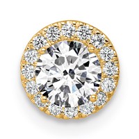 14K Yellow Gold 0.50 Carat Lab Grown Diamond VS SI+ G+ Semi Mount 8.2mm Center Round Halo Chain Slide Pendant view 4