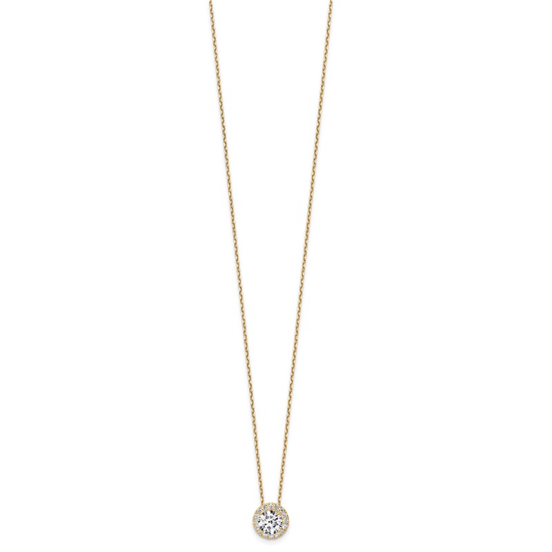 14k 2 1/2 carat Certified Lab Grown Diamond VS/SI+ G+ Complete 18 inch Halo Pendant Necklace