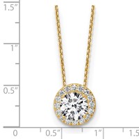 14K Yellow Gold 2.50 Carat Certified Lab Grown Diamond VS SI+ G+ Complete Halo Pendant Necklace, 18" view 3