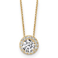 14K Yellow Gold 2.50 Carat Certified Lab Grown Diamond VS SI+ G+ Complete Halo Pendant Necklace, 18" view 1