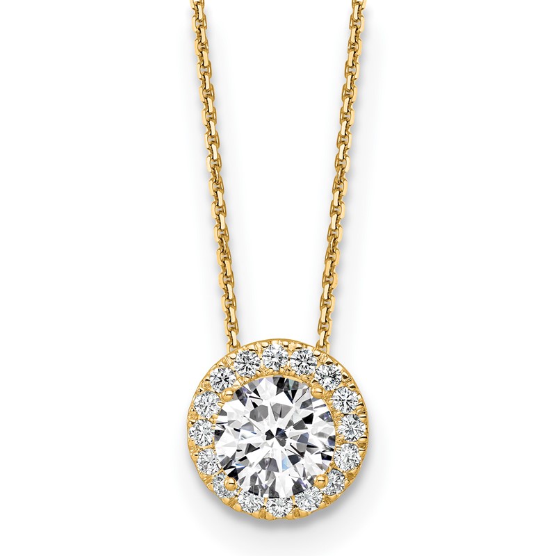 14k 2 1/2 carat Certified Lab Grown Diamond VS/SI+ G+ Complete 18 inch Halo Pendant Necklace
