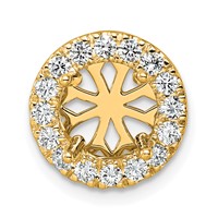 14K Yellow Gold 0.50 Carat Lab Grown Diamond VS SI+ G+ Semi Mount 8.2mm Center Round Halo Chain Slide Pendant view 1