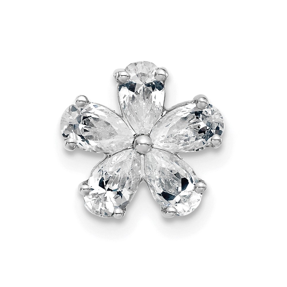 14K White Gold 1 Carat Lab Grown Diamond VS+ F+ Complete Flower Chain Slide Pendant