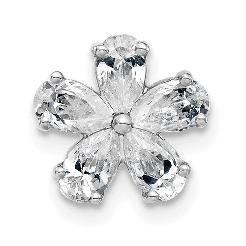 14K White Gold 1 Carat Lab Grown Diamond VS+ F+ Complete Flower Chain Slide Pendant
