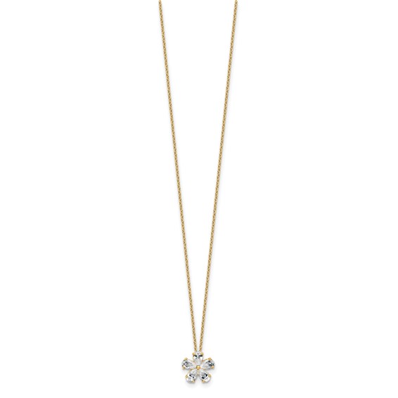 Gold Lab Grown Diamond Flower Necklace