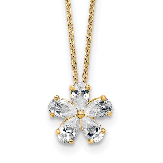 Gold Lab Grown Diamond Flower Necklace