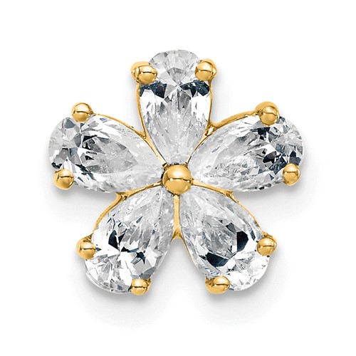 14K Yellow Gold 1 Carat Lab Grown Diamond VS+ F+ Complete Flower Chain Slide Pendant