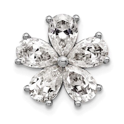 14K White Gold 2 Carat Lab Grown Diamond VS+ F+ Complete Flower Chain Slide Pendant