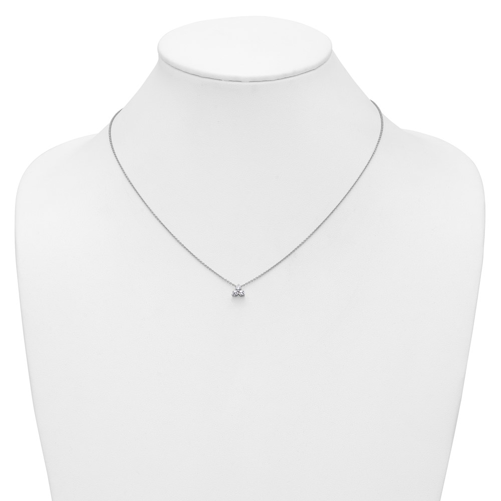 True Origin 14K White Gold 1/4 carat Lab Grown Diamond VS  D E F Three Stone 18 inch Necklace (PM4677-025-WLD)