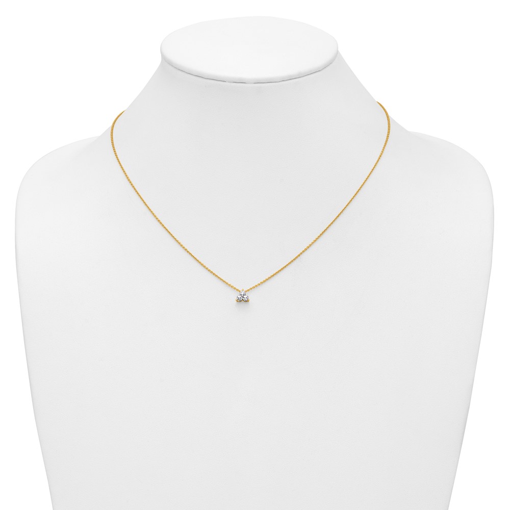 True Origin 14K 1/4 carat Lab Grown Diamond VS  D E F Three Stone 18 inch Necklace (PM4677-025-YLD)