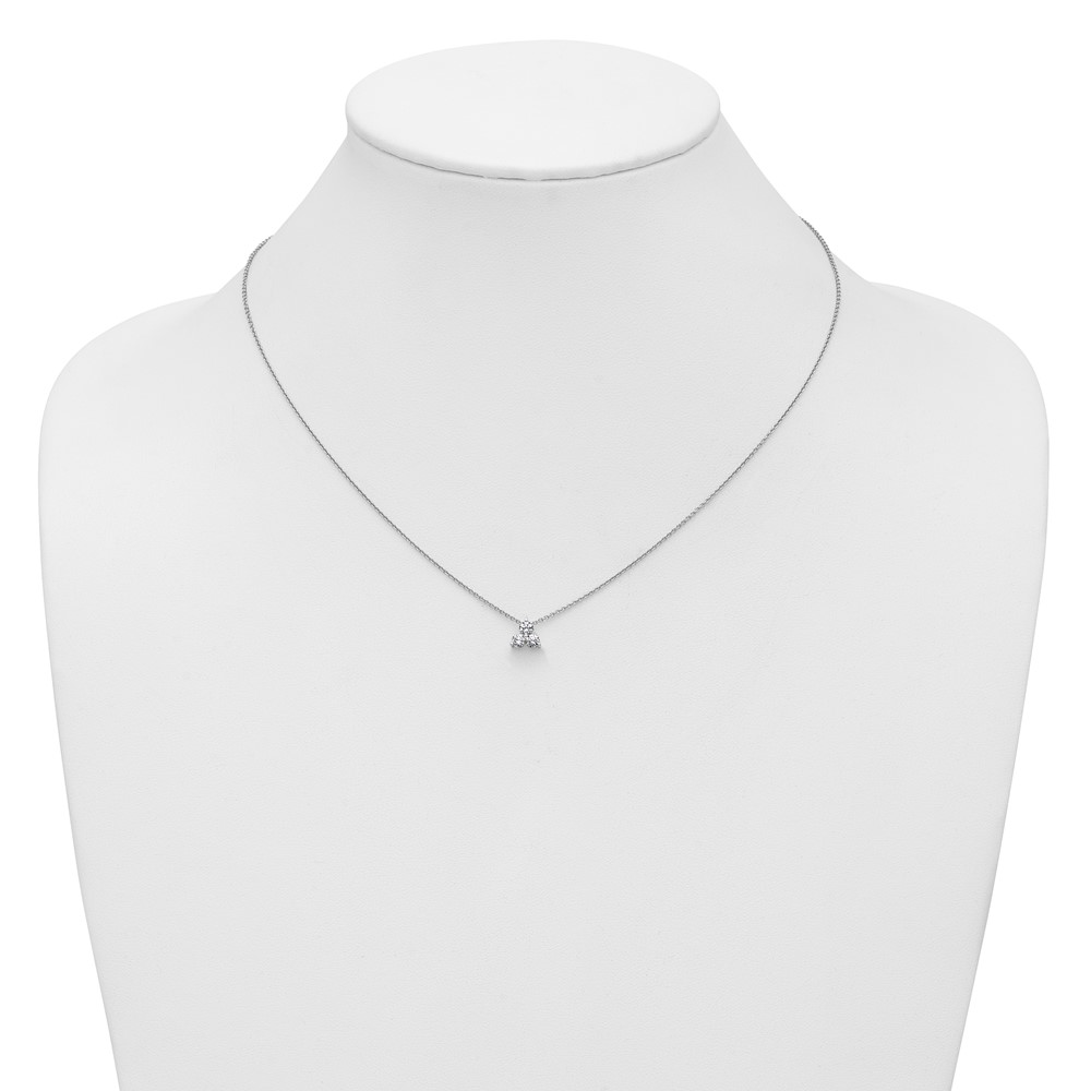True Origin 14K White Gold 3/8 carat Lab Grown Diamond VS  D E F Three Stone 18 inch Necklace (PM4677-038-WLD)