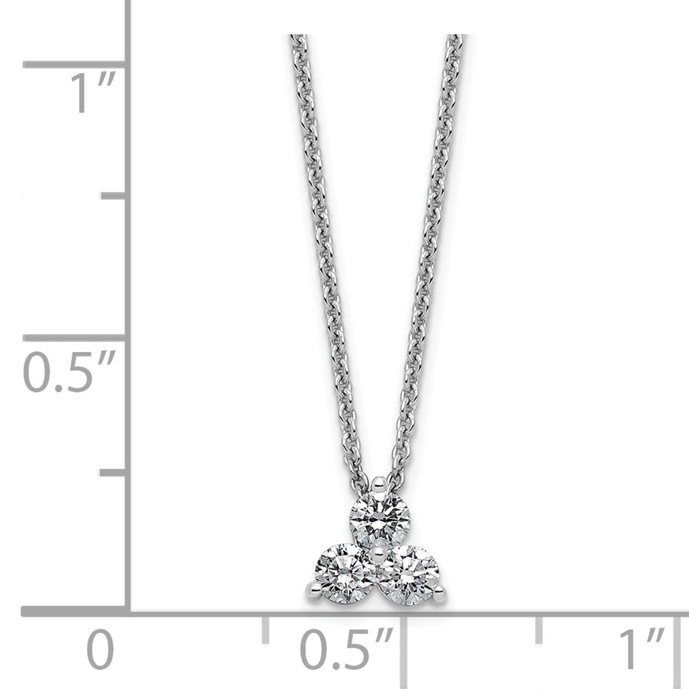 True Origin 14K White Gold 3/8 carat Lab Grown Diamond VS  D E F Three Stone 18 inch Necklace (PM4677-038-WLD)