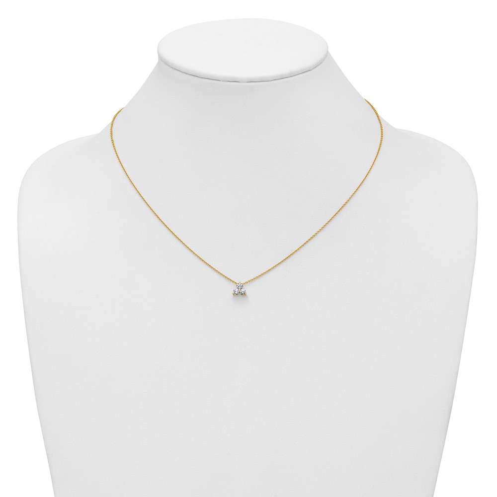 True Origin 14K 3/8 carat Lab Grown Diamond VS  D E F Three Stone 18 inch Necklace (PM4677-038-YLD)