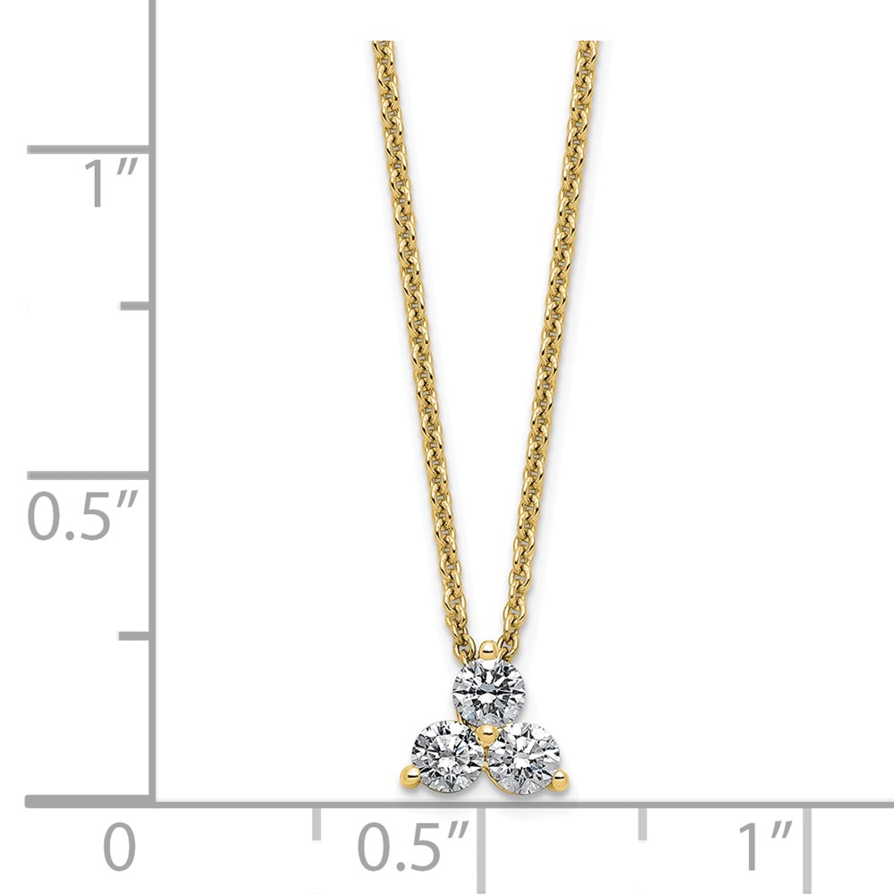 True Origin 14K 3/8 carat Lab Grown Diamond VS  D E F Three Stone 18 inch Necklace (PM4677-038-YLD)