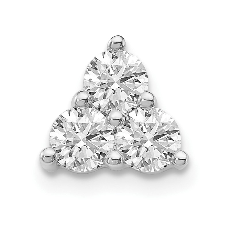 14k White Gold 1/2 carat Lab Grown Diamond VS/SI+ G+ Complete Three Stone Triangle Chain Slide Pendant