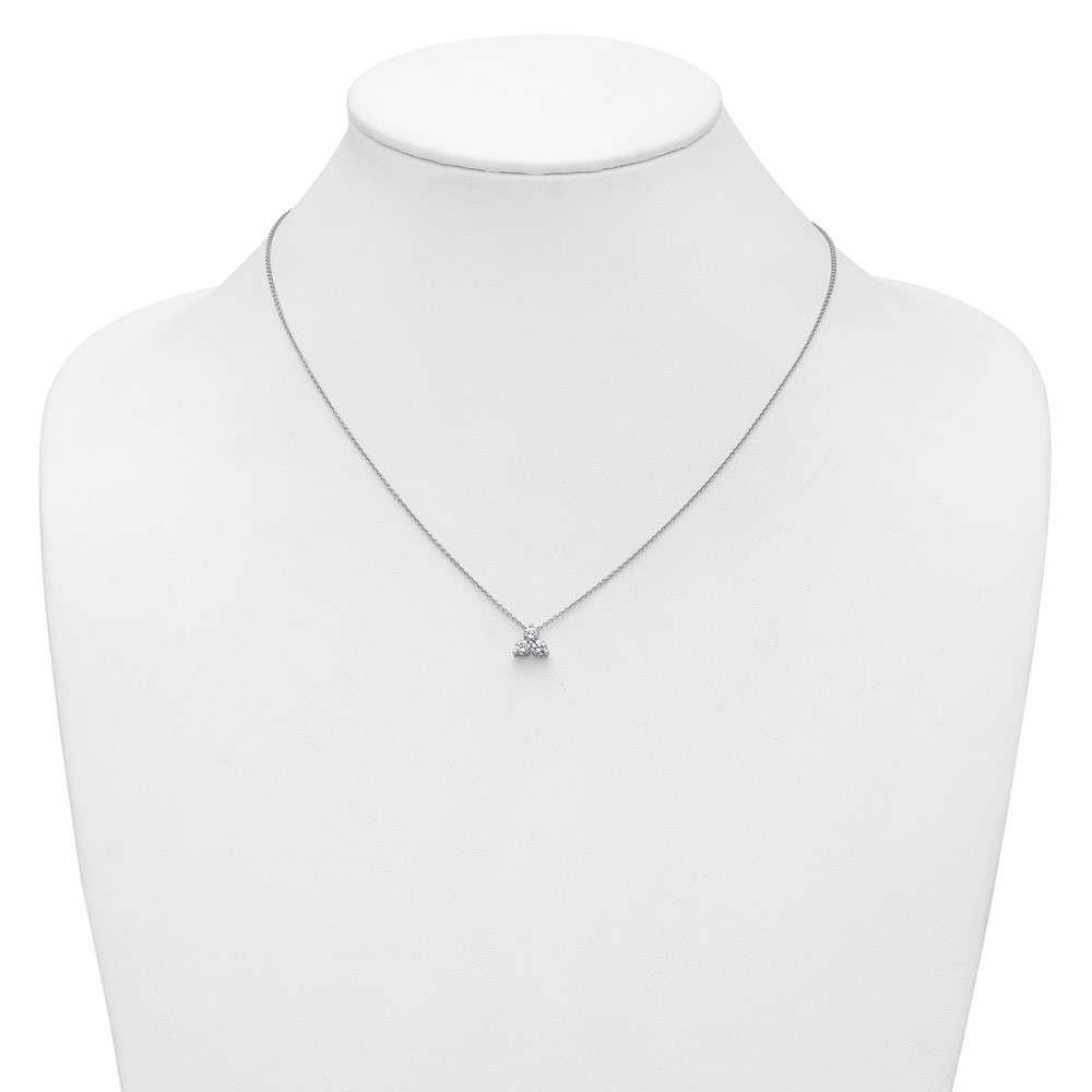 True Origin 14K White Gold 1/2 carat Lab Grown Diamond VS  D E F Three Stone 18 inch Necklace (PM4677-050-WLD)