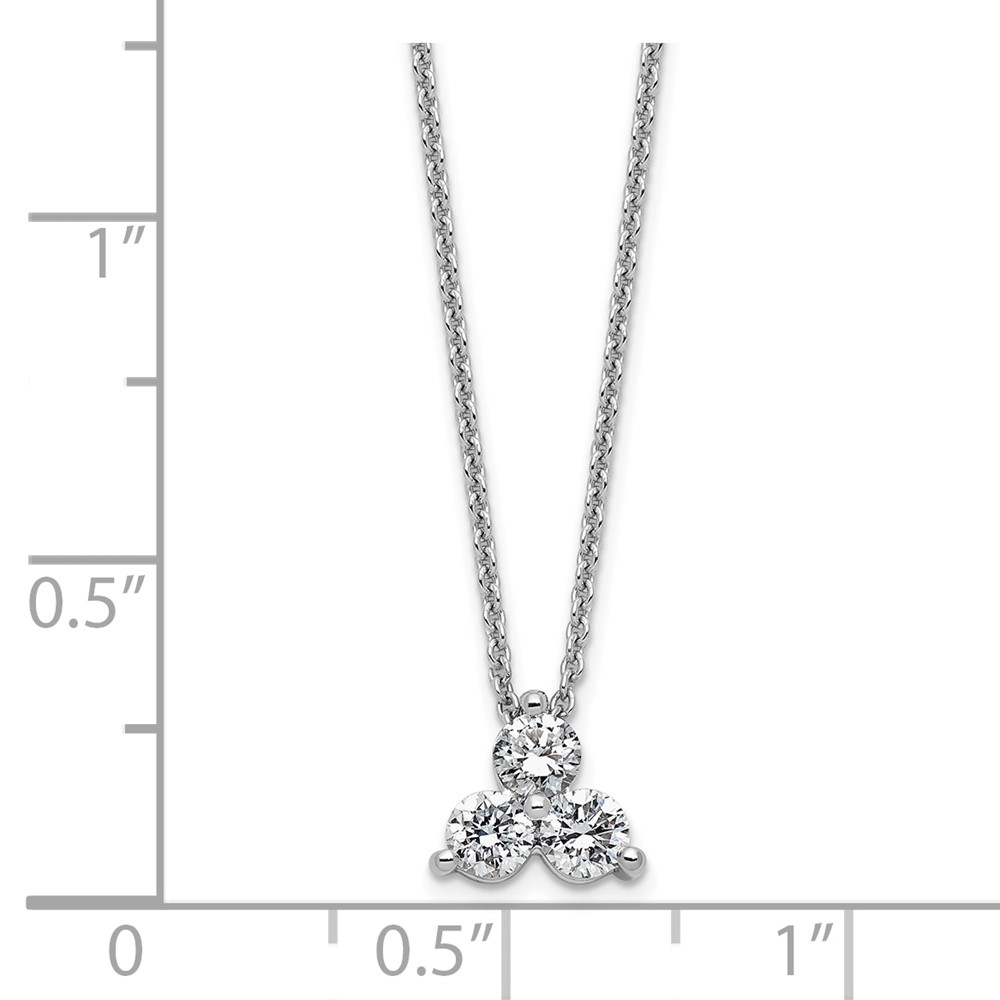 True Origin 14K White Gold 1/2 carat Lab Grown Diamond VS  D E F Three Stone 18 inch Necklace (PM4677-050-WLD)