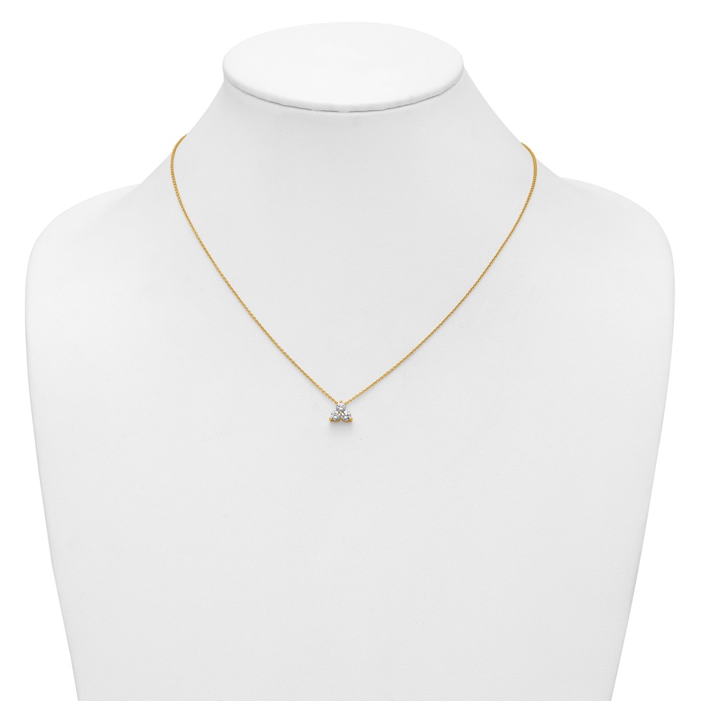 True Origin 14K 1/2 carat Lab Grown Diamond VS  D E F Three Stone 18 inch Necklace (PM4677-050-YLD)