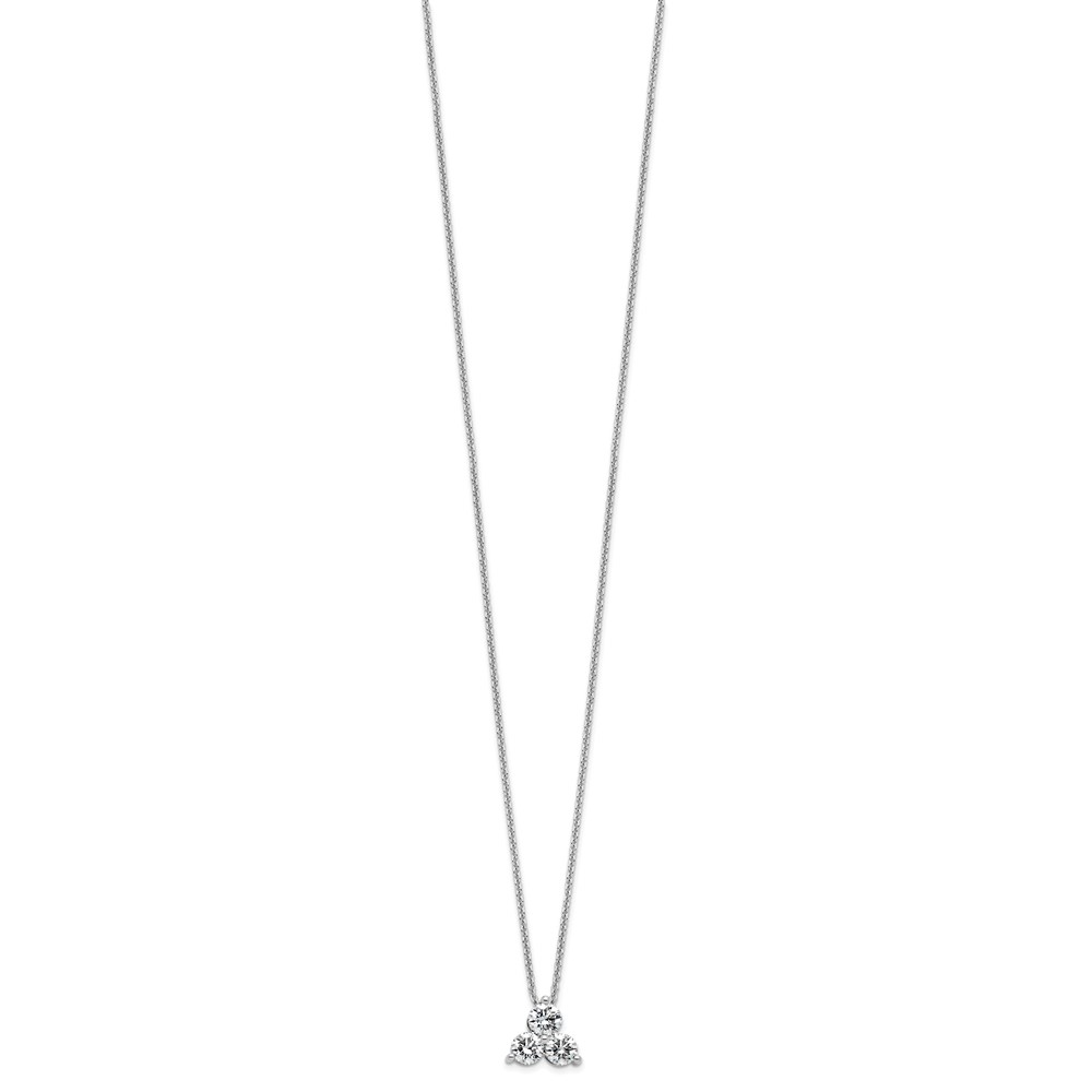 True Origin 14K White Gold 3/4 carat Lab Grown Diamond VS  D E F Three Stone 18 inch Necklace (PM4677-075-WLD)