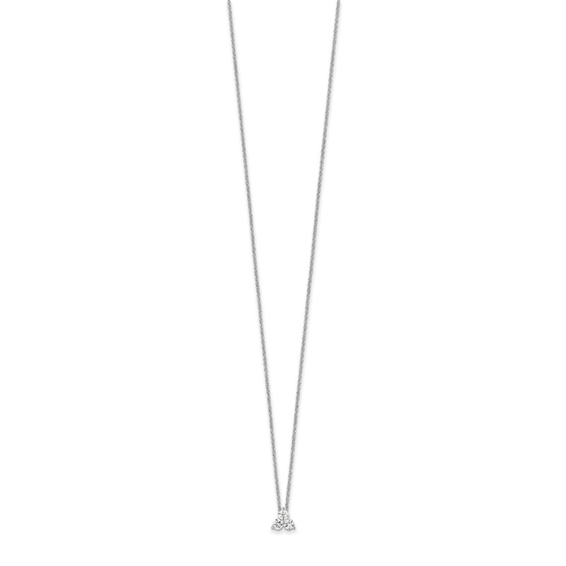 True Origin 14K White Gold 3/4 carat Lab Grown Diamond VS  D E F Three Stone 18 inch Necklace
