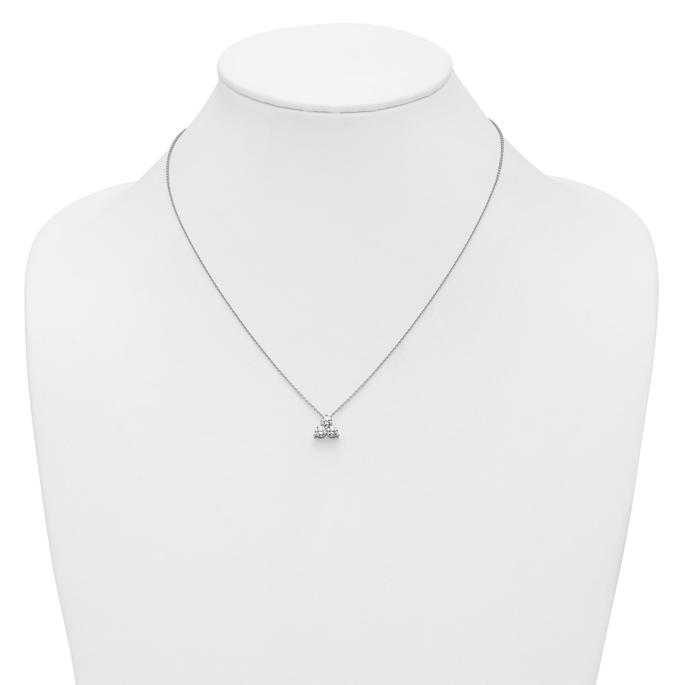 True Origin 14K White Gold 3/4 carat Lab Grown Diamond VS  D E F Three Stone 18 inch Necklace (PM4677-075-WLD)