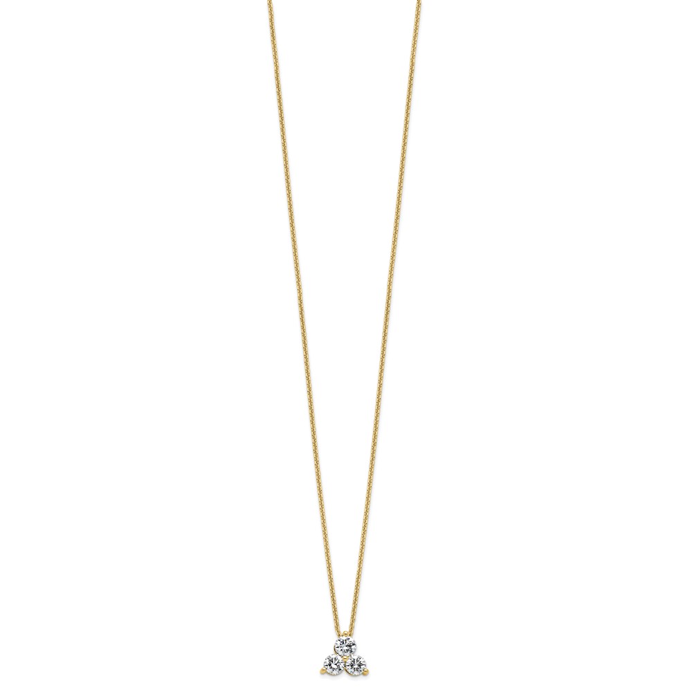 True Origin 14K 3/4 carat Lab Grown Diamond VS  D E F Three Stone 18 inch Necklace (PM4677-075-YLD)