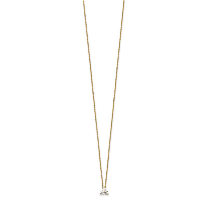 True Origin 14K 3/4 carat Lab Grown Diamond VS  D E F Three Stone 18 inch Necklace