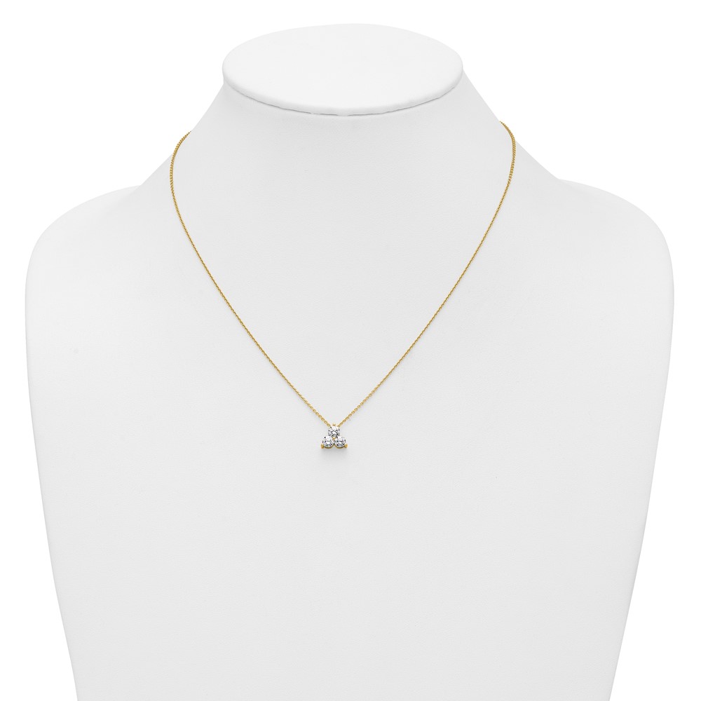 True Origin 14K 3/4 carat Lab Grown Diamond VS  D E F Three Stone 18 inch Necklace (PM4677-075-YLD)
