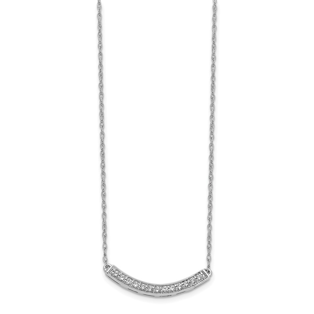 10k White Gold Diamond Curved Bar 18 inch Necklace (PM4679-016-1WA)