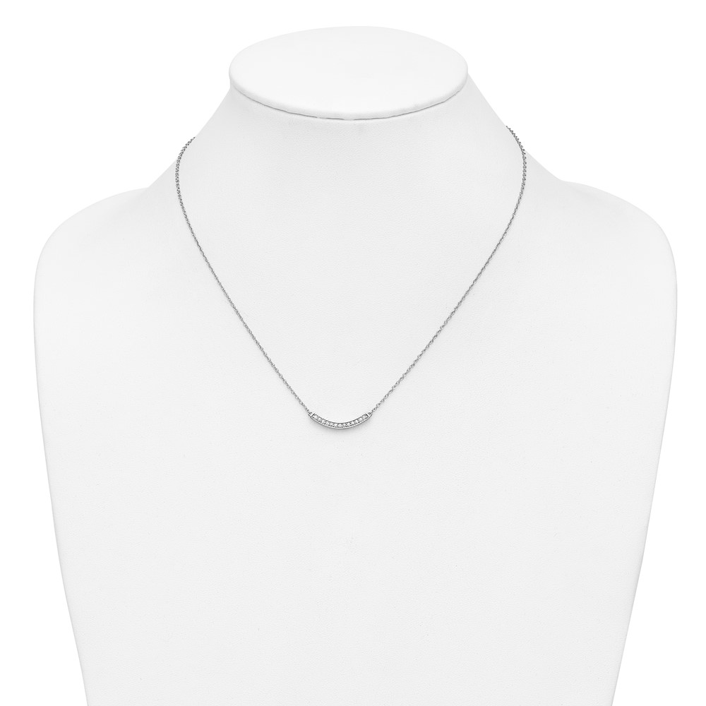 10k White Gold Diamond Curved Bar 18 inch Necklace (PM4679-016-1WA)