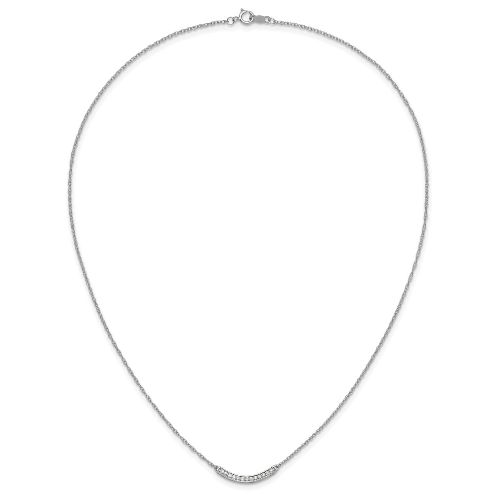 10k White Gold Diamond Curved Bar 18 inch Necklace (PM4679-016-1WA)